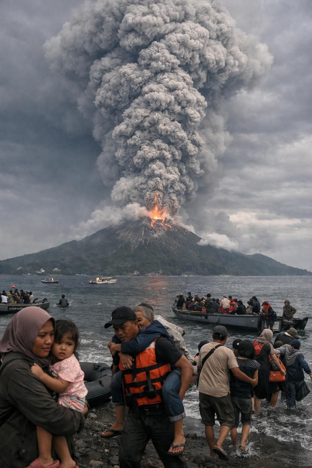 erupsi gunung ruang di sulawesi utara menyebabkan evakuasi besar-besaran untuk memastikan keselamatan penduduk setempat.