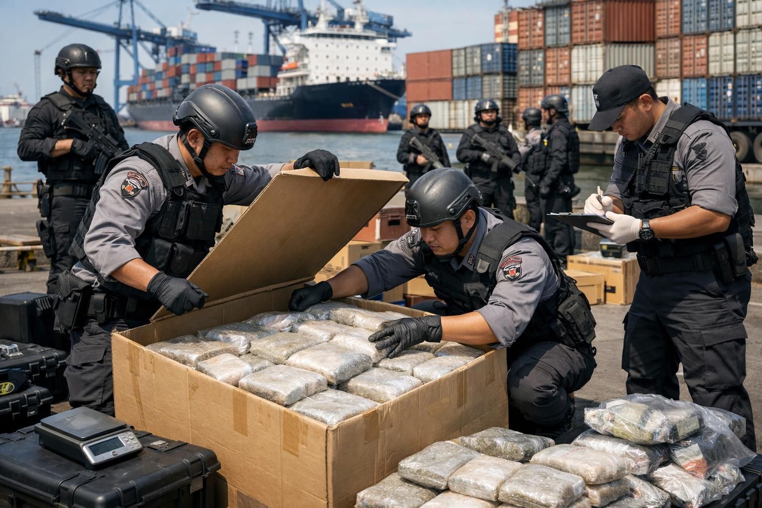 polisi di surabaya berhasil mengungkap penyitaan narkoba dalam jumlah besar di pelabuhan, menunjukkan upaya keras melawan perdagangan obat terlarang.